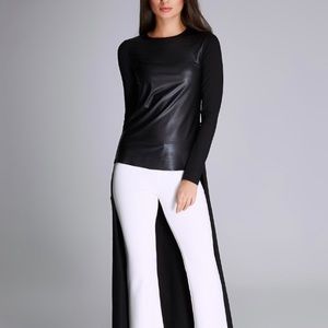 Black Faux leather High-Low Top